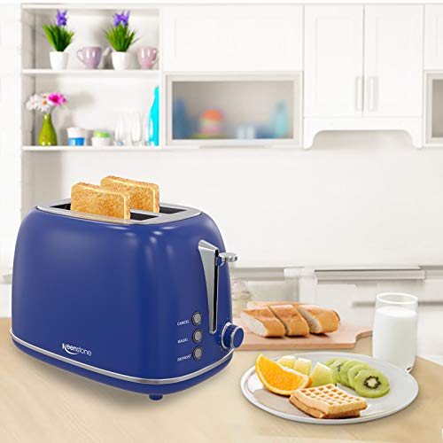 Toaster 2 Slice Keenstone Retro Stainless Steel Toaster with Bagel