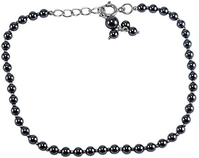 Silvestoo IndiaSterling-Silver Silver & Hematite Anklets for Women & Girls