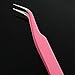 yueton 2pcs Pink Color Coated Stainless Steel Straight and Curved Head Tweezers for Eyelash Extension