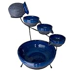 Smart Solar 23967R01 4-Tier Solar Powered Cascading Fountain, Blueberry And Rustic Blue,  Powered By A Separate Included Solar Panel Along With a 10-Foot Cable