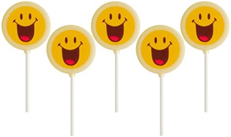 Smiley World Emoji Face Expressions White Dairy Milk Chocolate Lollipops Sucker "Congratulations" Gourmet Holiday Mothers Day Gift Pack (5 Pk)