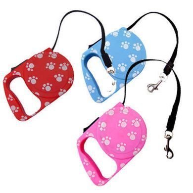 Pet Living Retractable Paw Print Lead for all Pets (Red)