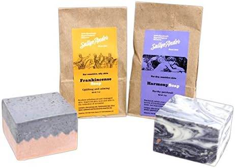 Sallye Ander Bundle of 2 100% Handmade, Hypoallergenic Bar Soap (Harmony Soap &amp; Frankincense Soap)