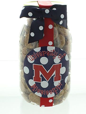Gourmet Foods Nam's Bits 10oz Chocolate Chip Cookies in University of Mississippi Plastic Quart Jar.