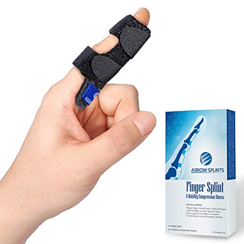  Trigger Finger Splint - Mallet Finger Brace by Arrow Splints for Pinky Finger Support, Middle Finger Straightener, Ring Finger, Index Finger Pain Relief, Broken Finger Stabilizer, Sports Hand Injury 