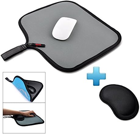 Electronic Storage Bag Function Mouse Pads with Wrist Set,Qcute Mouse Mat and Stitched Edges Wrist Rest Support Sets Electronic Carrying Bag For Business Trip Travel (Blue)