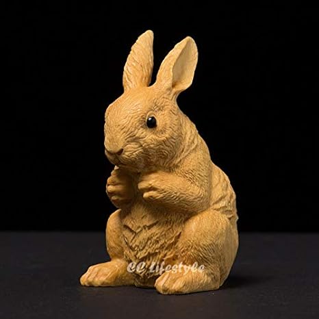 ZAMTAC 1pc Lovely Rabbit Statue Carving 