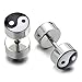 Yin-yang Stud Earrings for Men Women, Stainless Steel Illusion Tunnel Plug Screw Back, 2pcs