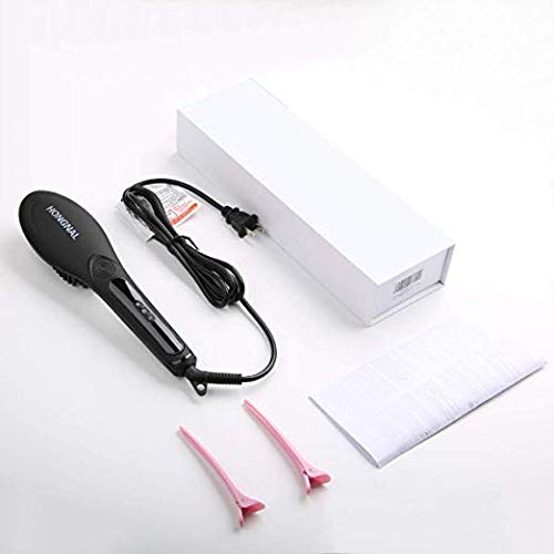 HONGNAL Hair Straightener Brush with Anion Ceramic Iron, Straightening Brush Comb Anti-scald Faster Heating, 110-240V Hot Combs Hair Straightener Auto Shut Off Digital Controls - Thumbnail 6