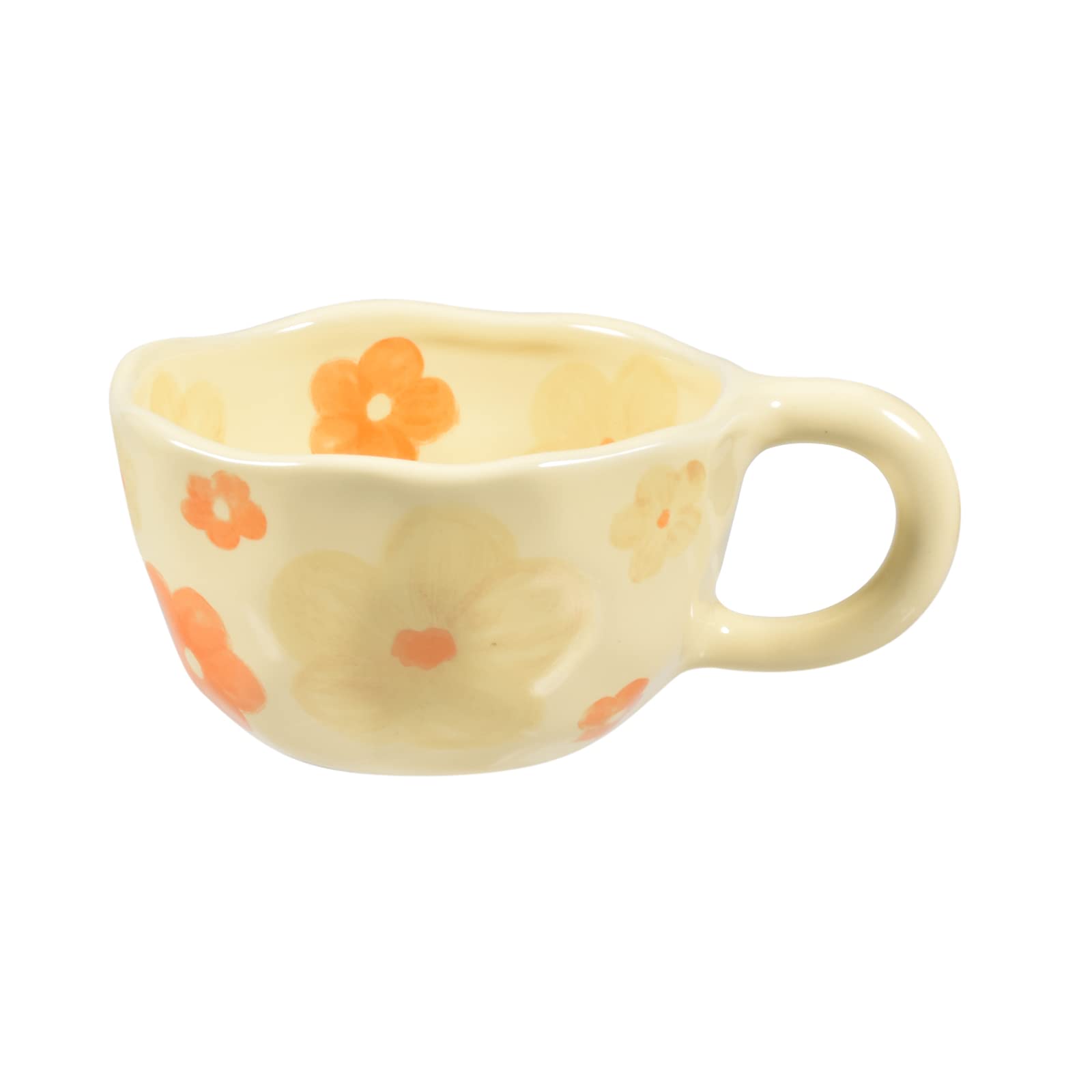 Koythin Ceramic Coffee Mug, Creative Flower Cup for Office and Home, Dishwasher and Microwave Safe, 8.5 oz/250 ml for Latte Tea Milk (Orange Flower) — image 1