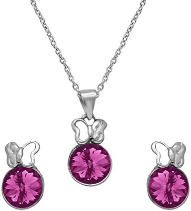 OviyaRhodium Plated Solitaire Butterfly Pendant Set with Crystal for Women PANL2103691RPR
