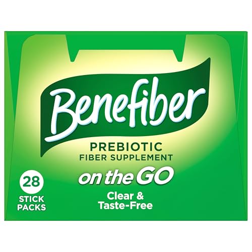 Benefiber Daily Prebiotic Dietary Fiber Supplement Powder Stick Packs for Digestive Health, 100% Natural, On The Go, Clear and Taste-Free, 28 sticks, 3.92 ounces each