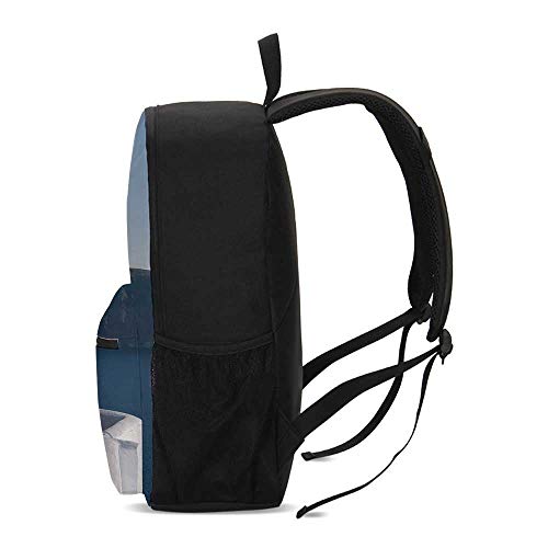 Travel Decor Durable Backpack,Sunlounger at Terrace in Santorini Greece Resort Relaxation Aegean for School Travel,12.2"L x 5.5"W x 18.5"H
