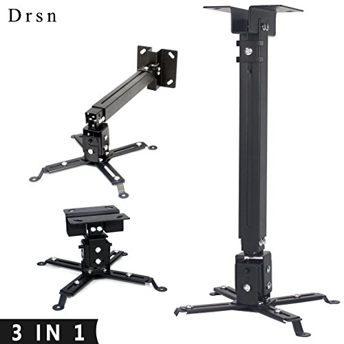 Drsn Universal Projector Ceiling Mount Adjustable Wall Mount Extendable Projector Mount White 16-25 inch 55lb Loading for LCD/DLP Ceiling Projector Epson Optoma Benq ViewSonic Black