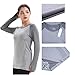 LWJ 1982 Long Sleeve Workout Running Hiking Shirts for Women Yoga Exercise Tops Sun Protect Fitness T(Medium,Grey)