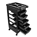 HomeSmith Beauty Salon Trolley Spa Equipments Barber Shop Storage Tray Cart W/blow Dryer Holder Black