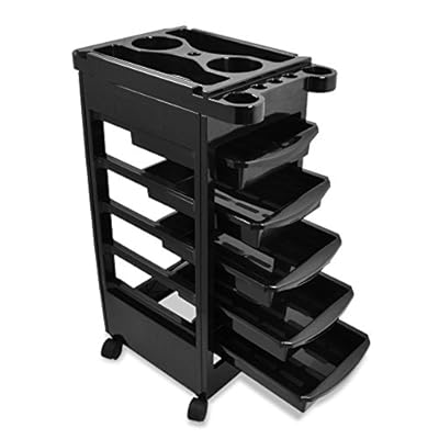 HomeSmith Beauty Salon Trolley Spa Equipments Barber Shop Storage Tray Cart W/blow Dryer Holder Black