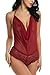 Avidlove Women Sexy Lingerie Teddy One Piece Lace Halter Babydoll Bodysuit Wine Red XXL