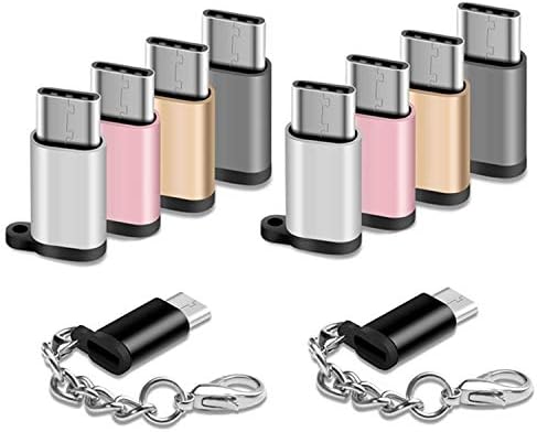 USB Type C Adapter 10 Pack, Micro USB Female to USB-C Male Converter USB C Charger Android Cable Connector with Keychain fit Samsung Galaxy S9 S8 Plus S9+ S8+ Note 9 8 Google Pixel 2 XL LG V30 V20 G6