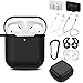 AirPods Case 9 in 1 Airpods Accessories Kits Protective Silicone Cover and Skin Compatible Apple Airpods 2&1 Charging Case with Airpods Ear Hook/Tips/Airpods Strap/Clips/Watch Holder