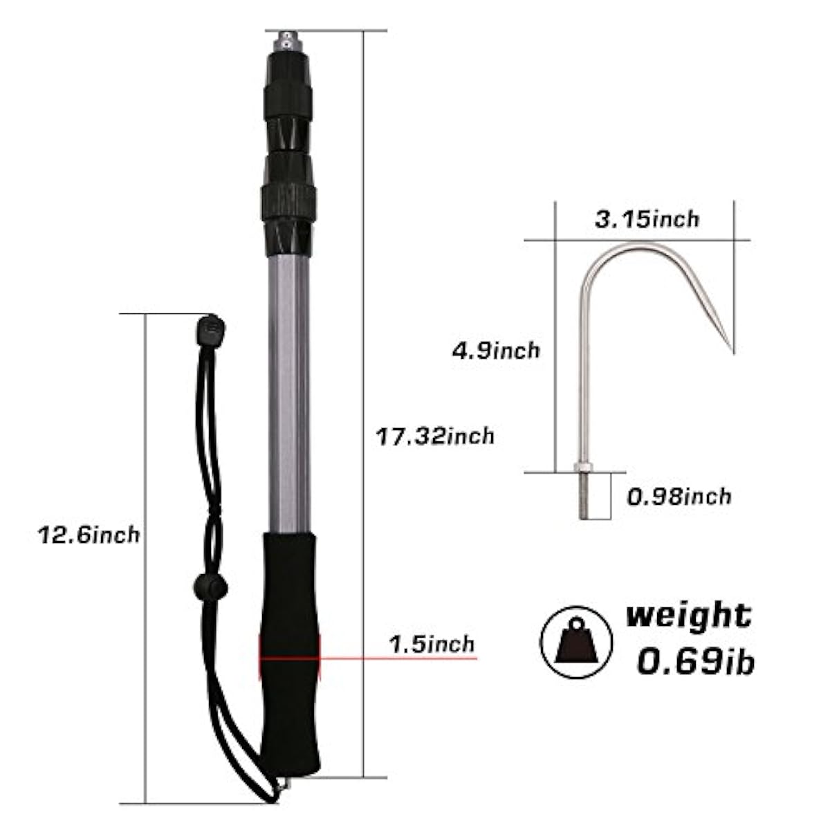 Sporting Goods Fishing Spears & Gaffs 60cm Telescopic Stainless Steel