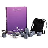 Whiskey Stones 12 Piece Reusable Chilling Rocks for All Your Beverages, Pouch, Tong and Pretty Box Included