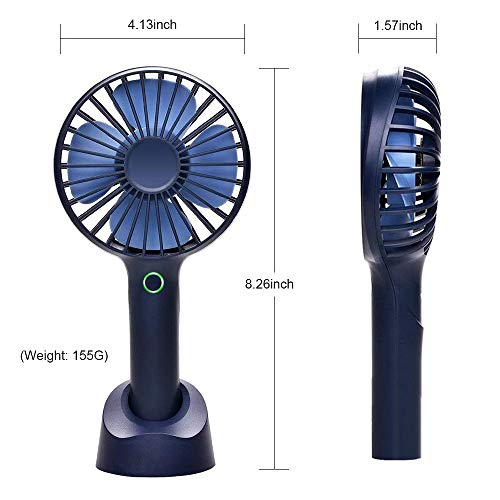 Mini Handheld USB Fan Rechargeable Personal Portable Fan,4 Speeds Battery Operated Desk Fan with Phone Stand Base Powerful Airflow for Office Room Outdoor Traveling
