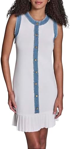 bcbg blue dress short BCBG Women's Scuba Square Neck A-Line Dress - Deep