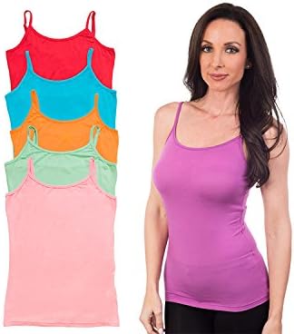Agiato Women's Basic Camisole 6-Pack Multicolor Small