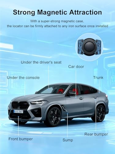 GPS Car Locator Without Subscription, GPS Tracker for Car Compatible with iOS and Android, Waterproof IP67, 7 Days Route Playback, 365 Days Autonomy, Suitable for Cars/Pets/Keys