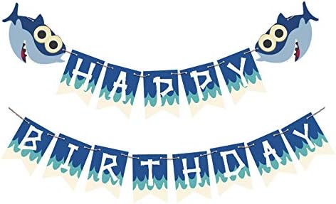 Cute Baby Shark Under The Sea Happy Birthday Banner Party Supplies for Baby Shower 1st 2nd Birthday Party Backdrop Decorations…