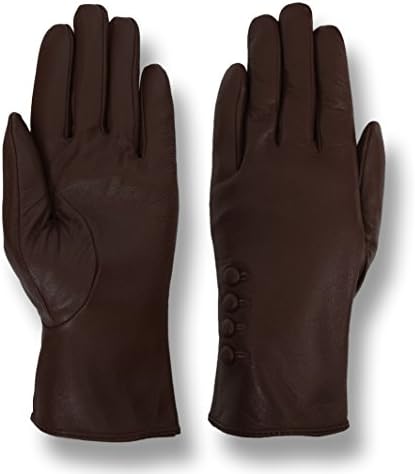 Giromy Samoni Women's Plush Lined 4-Button Dress Leather Gloves - Brown - M