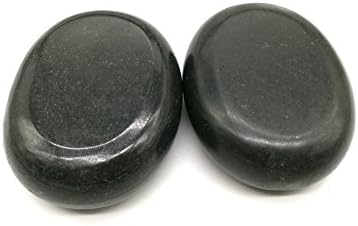 Romonacr Set of 2 Professional Massage Hot Stone Set Natural Lava Heated Stones Basalt Warmer Rock for Spa, Massage Therapy 2.76 x 3.54 in(7x9x2cm)
