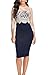 LECHEERS Women Lace Vintage Celeb Bodycon Cocktail Formal Evening Blue Dress M