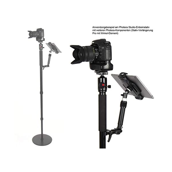 PHOTECS® Universal Tablet-Halterung Pro V3, Befestigung & Halter f. iPad Pro 12.9" oder andere Tablet PC von 6 bis 14 Zoll z.B. an Stativ-Rohren, Notenständer, PKW-Kopfstütze, Ergometer etc. – Bild 6