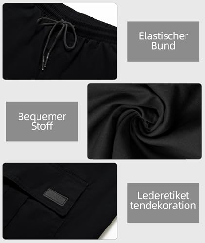 JACKETOWN Men's Cotton Cargo Shorts - Summer Casual Bermuda Shorts With Elastic Waist