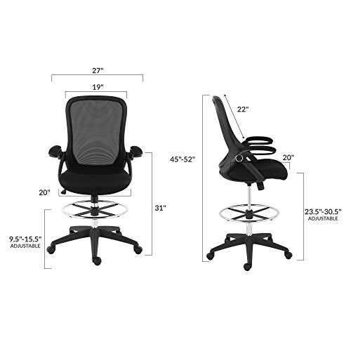 POLY & BARK EM-370-BLK Drafting Chair, Black