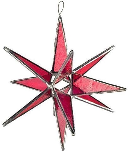 Pink Star, Moravian Stained Glass Star, Tree Topper