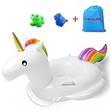 Kemuse Inflatable Unicorn Baby Toddler Pool Float Swimming Ring For Age 6-48 Months With Bath Toys / Storage Bag