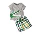 MowMee Toddler baby Boys Crocodile Dinosaur Outfit T-shirt Lattice Pants