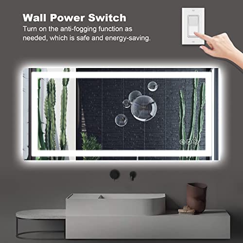 LEUNG Led Bathroom Mirror, 60”x 28” Dimmable, AntiFog, Backlit and