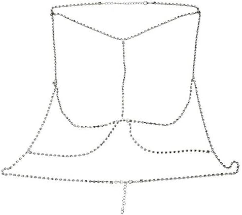 FemnmasDesigner Sexy Multiple Layered Women Harness Body Chain Necklace Summer Beach Bikini Chain Crossover Silver Bra Chain
