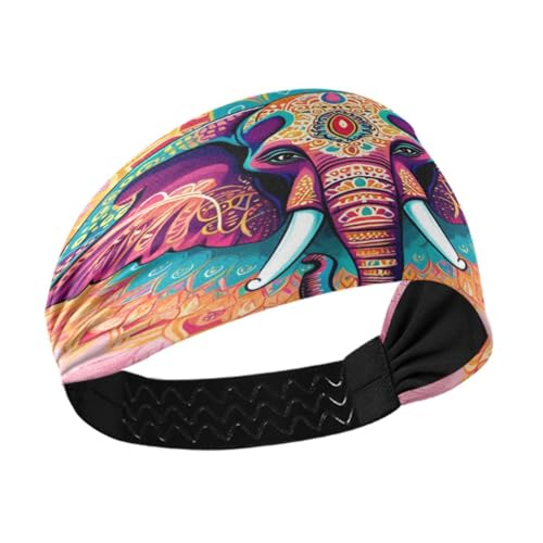 WELLDAY Headbands for Women Mandala Elephant Watercolor Soft Elastic Non Slip Headbands for Women Running, Wide Women’s Head Band for Thin Hair