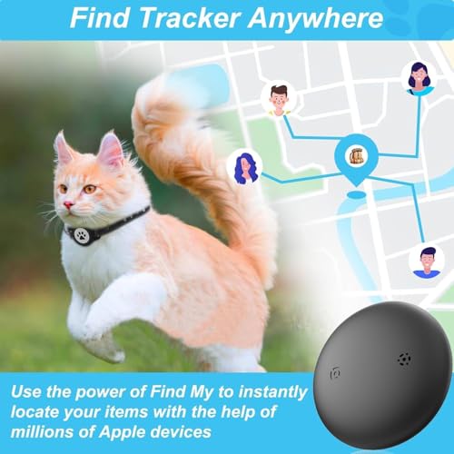 JIARUI Cat Tracker Collar - GPS Cat Tracker No Monthly Fee - Work with Apple Find My(Only iOS) - Reflective GPS Tracking Device for for Kittens and Puppies (1 Pack)
