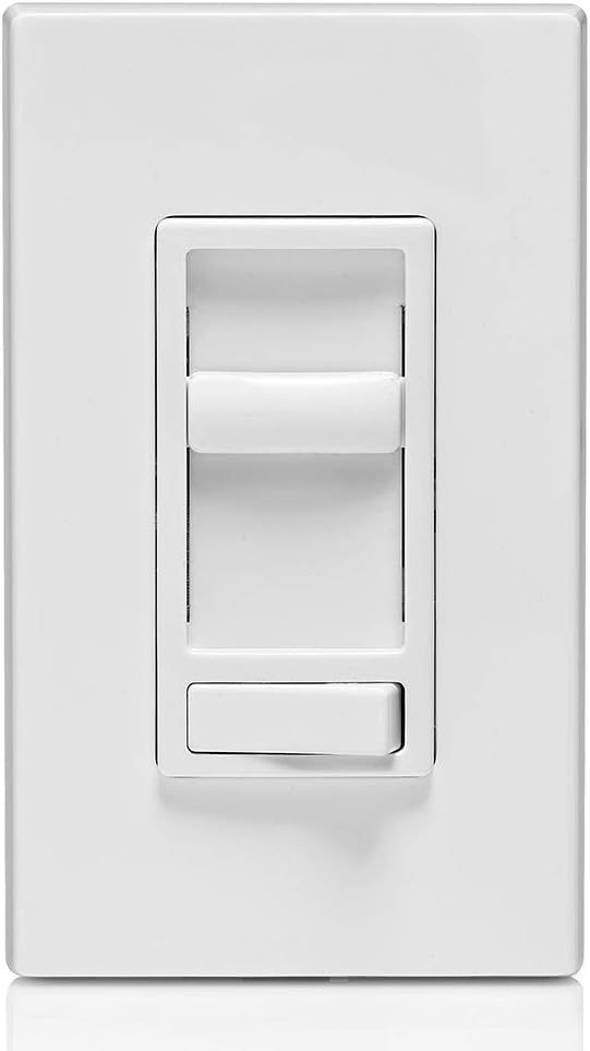 Leviton 6674-P0W SureSlide Universal 150-Watt LED and CFL/600-Watt Incandescent Dimmer, White - Wall Dimmer Switches - 