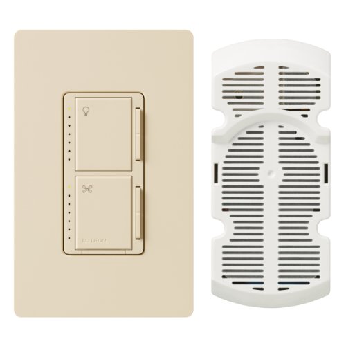 Lutron MA-LFQHW-LA Maestro 1-Amp 300-watt Single Pole Fan and Light Control, Light Almond