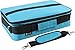 GIANT 124 Essential Oils Train Case for 5ml, 10ml and 15ml bottles – Shoulder Style Soft Case with Tall Plush Black Felt Inlay EVA Insert, Premium Metal Connectors and Double Zippers (Caribbean Blue)