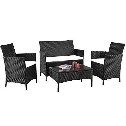 image for mecor 4PC Outdoor Furniture Set,Rattan Wicker Patio Set Cushioned Sect