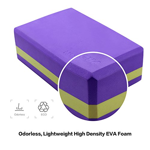 PROIRON Yoga Blocks,Exercise Blocks,High Density EVA Foam Blocks- Provides Stability Balance & Support for Pilates,Yoga,Workout and Fitness (Yellow+Purple) - Thumbnail 3