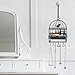 Black Metal Bird Cage Design Hanging Jewelry Rack w/ Cosmetics Tray, 2 Earring Organizer Bars & 7 Hooks